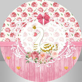 Lofaris White Swan And Flower Baby Shower Round Backdrop Kit